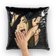 Woman Yelling at Cat Sequin Cushion